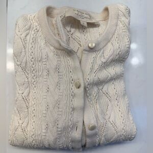 Woman’s Sezane  Ruben Long Sleeve Cardigan in cream Color With Round Neckline